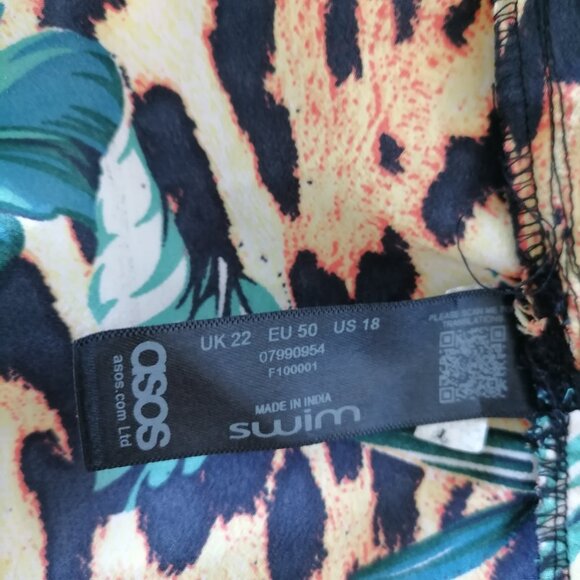 NWT Y2k Asos Curve Womens Multicolor Leopard Print Knot Waist Crop Top Size 18 - Picture 6 of 7